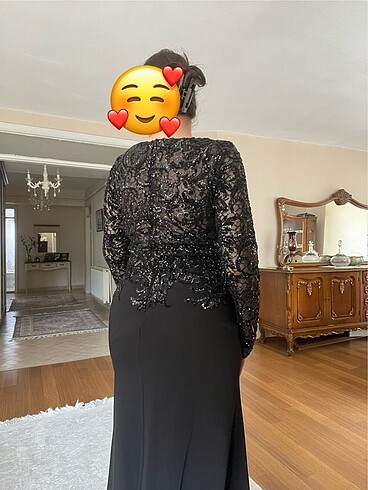 xl Beden siyah Renk Siyah güpürlü abiye elbise