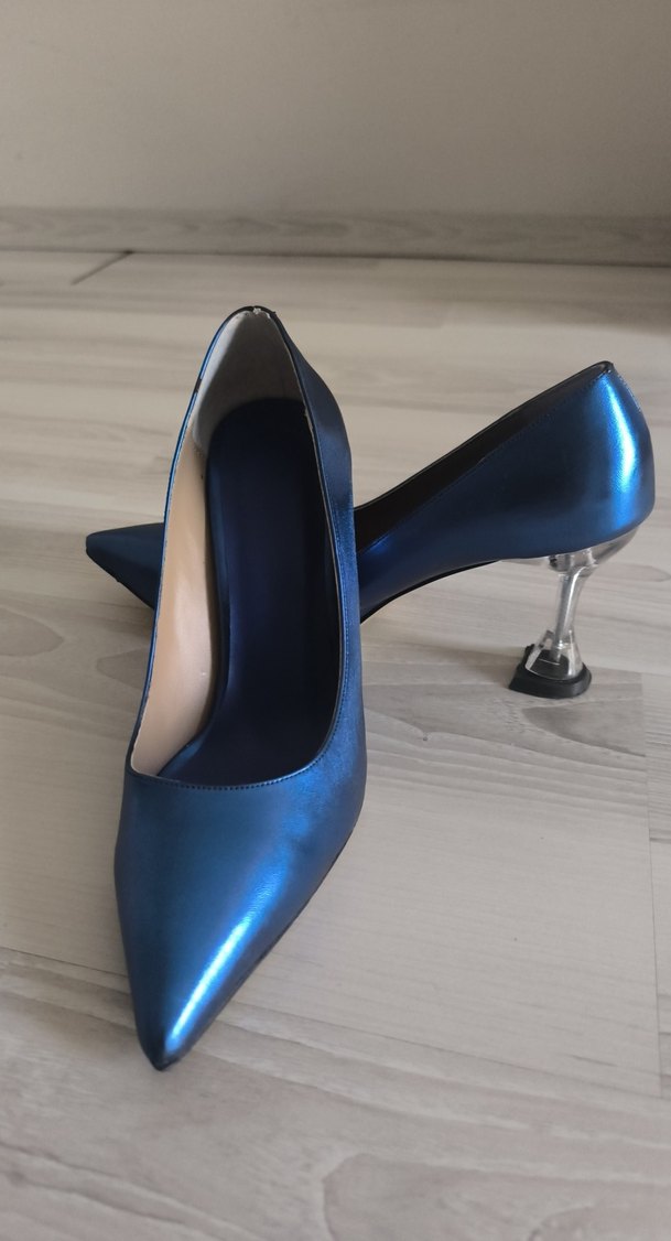 Lacivert Minimalist Stiletto Topuklu Kadın Ayakkabı - Görsel 4