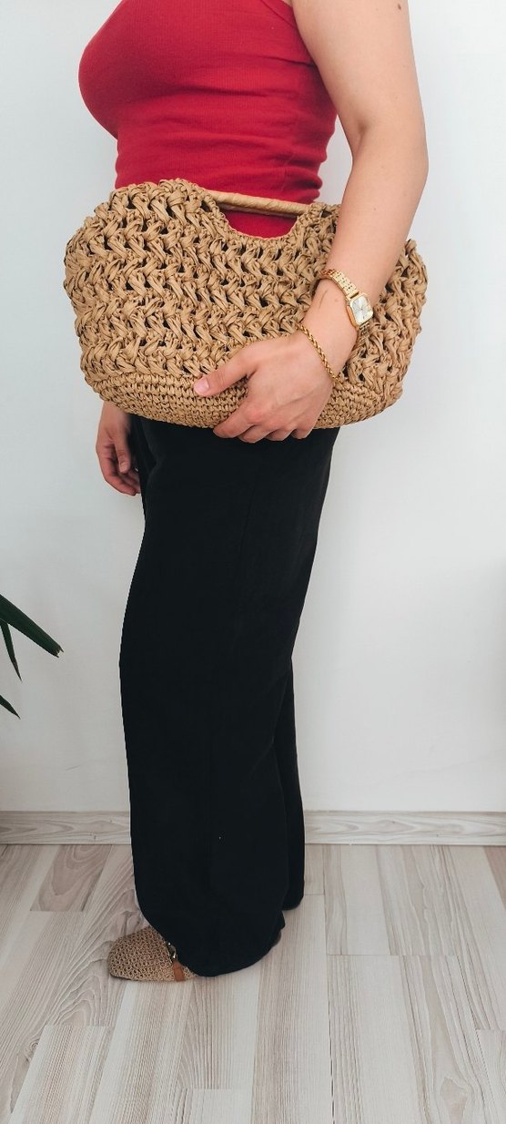 mango model Örgü Kadın Bej Bohem Çanta - Görsel 3