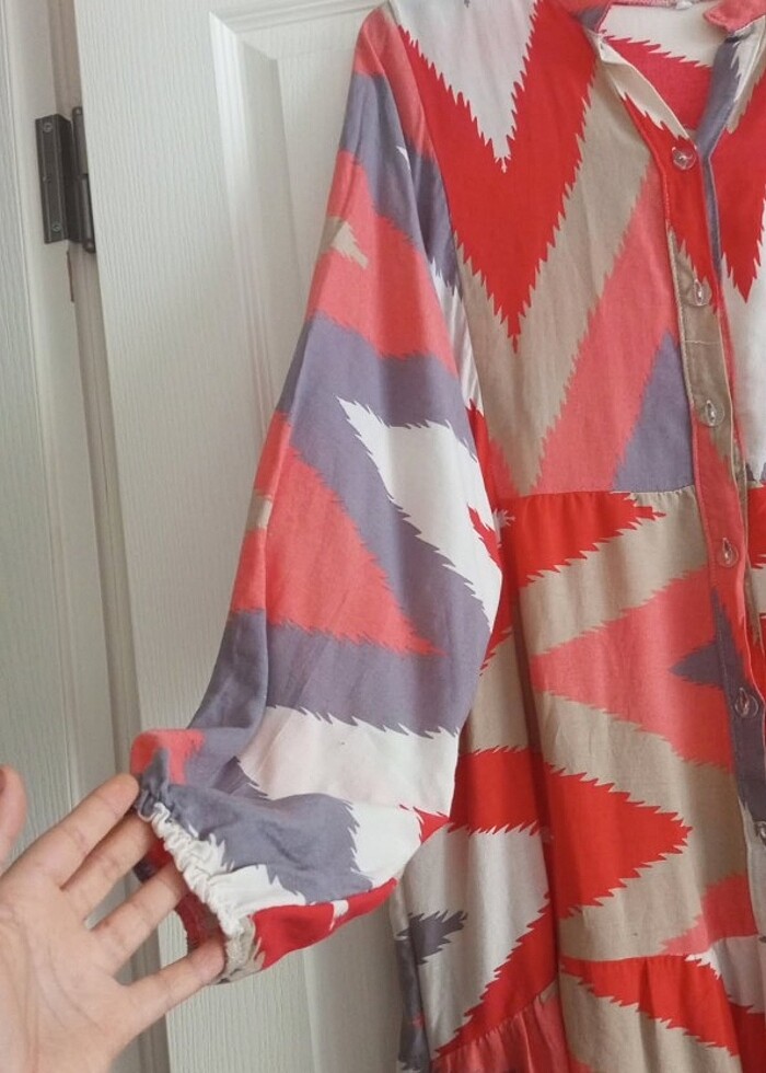 Viskon desenli elbise  - Görsel 3