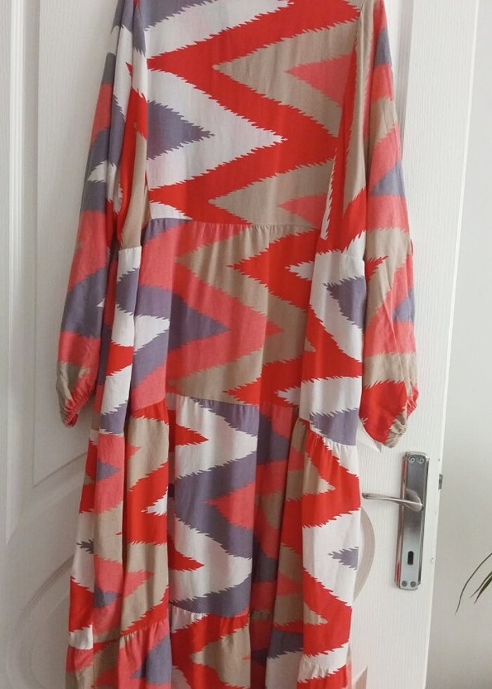 Viskon desenli elbise  - Görsel 2