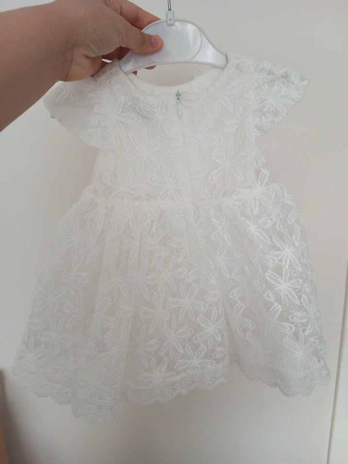 Zuff baby Kız Bebek Beyaz Dantel Nakışlı Elbise - Görsel 2