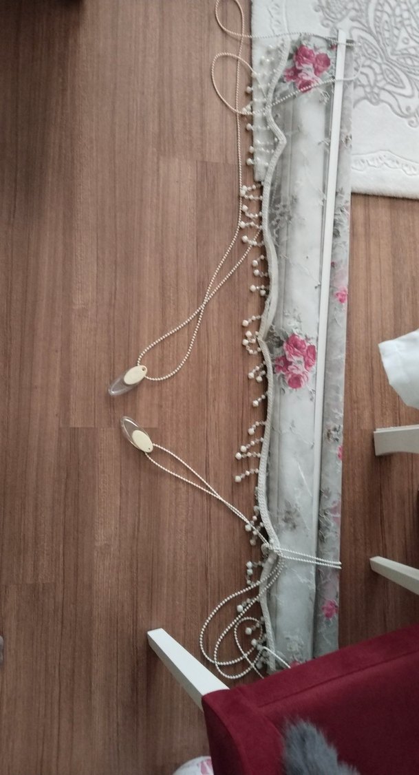 Nakışlı Bohem Tarzı Bej Gri Perde storrrr ölçü 135cm - Görsel 2