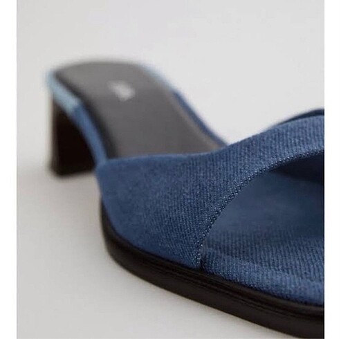 38 Beden mavi Renk zara denim topuklu sandalet terlik