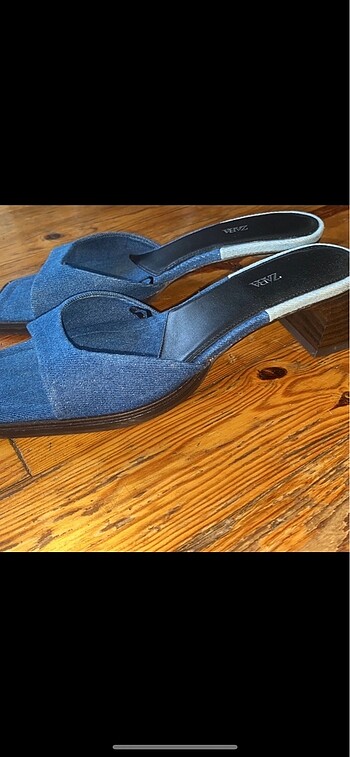 zara denim topuklu sandalet terlik