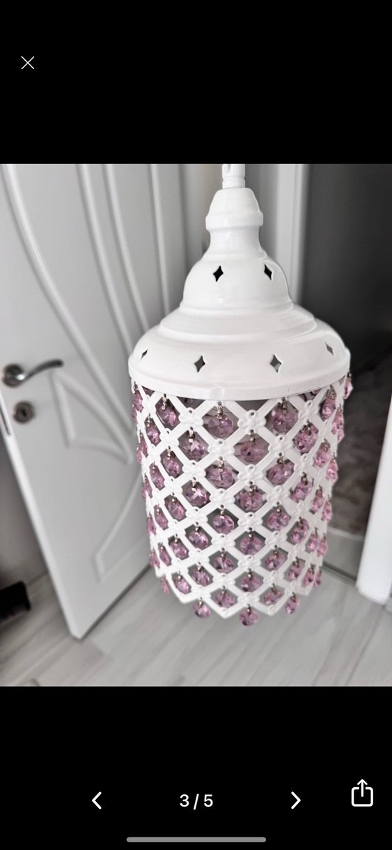 Beyaz Kristal Süslemeli Sarkıt Lamba - Görsel 3