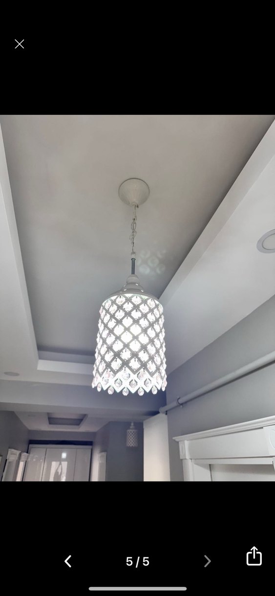 Beyaz Kristal Süslemeli Sarkıt Lamba - Görsel 5