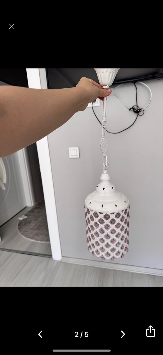 Beyaz Kristal Süslemeli Sarkıt Lamba - Görsel 2