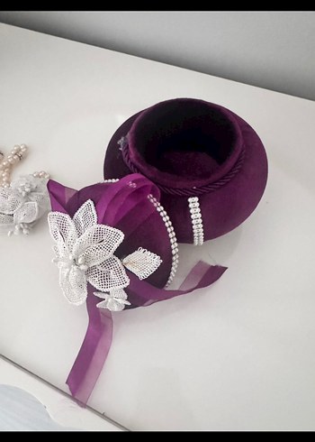 iğne oyalı mor tespih kutusu - Görsel 3