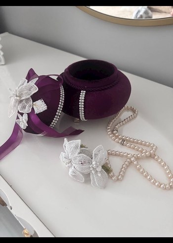 iğne oyalı mor tespih kutusu - Görsel 2