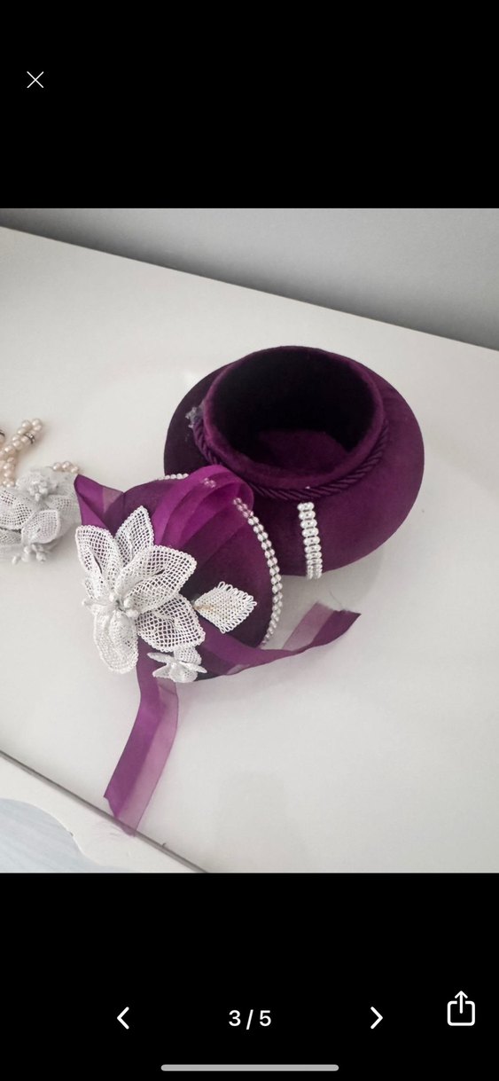 iğne oyalı mor tespih kutusu - Görsel 3