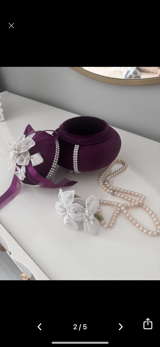 iğne oyalı mor tespih kutusu - Görsel 2