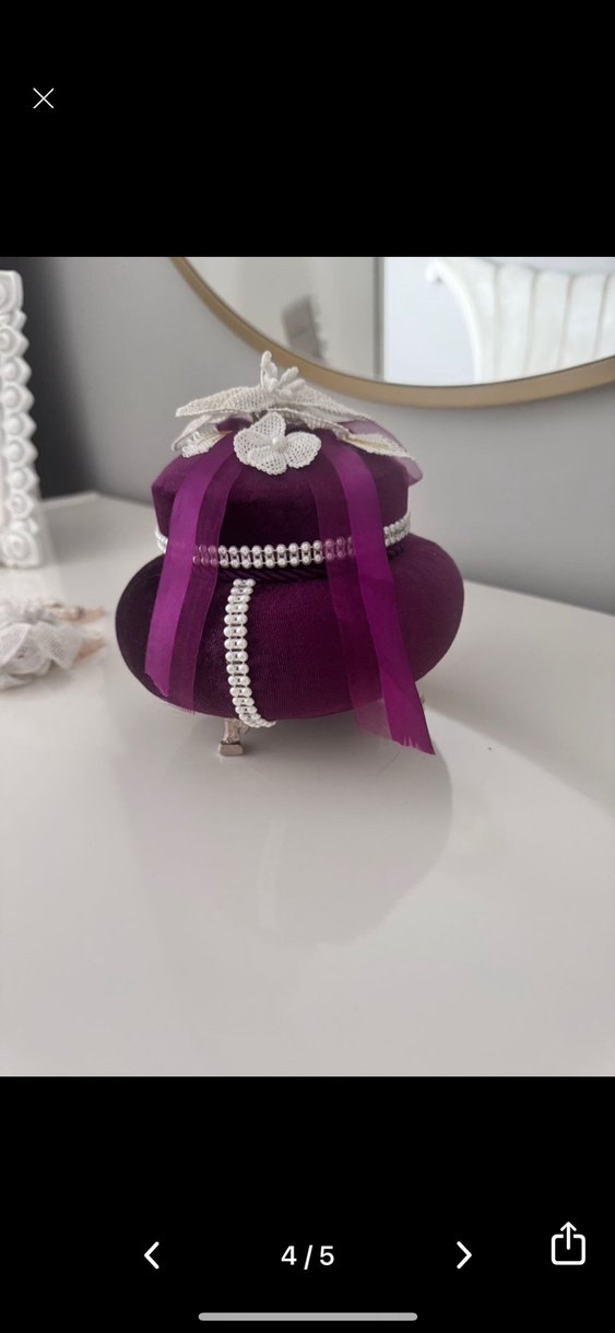 iğne oyalı mor tespih kutusu - Görsel 4