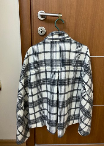 Gri Ekoseli Düğmeli Midi Kadın Kaban - Görsel 3