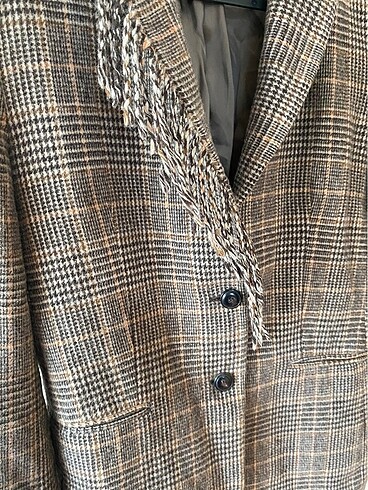 m Beden kahverengi Renk Mango Ekoseli Blazer