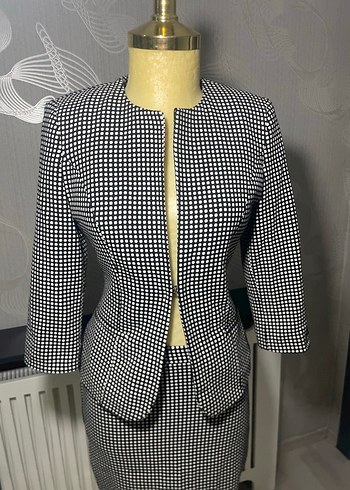 Adil Işık Kadın Gri Kareli Uzun Kollu Blazer Ceket