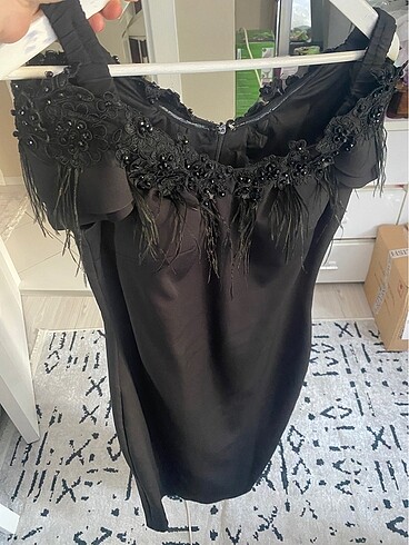 Odrella abiye elbise siyah krep kumaş L -42 beden - Görsel 5