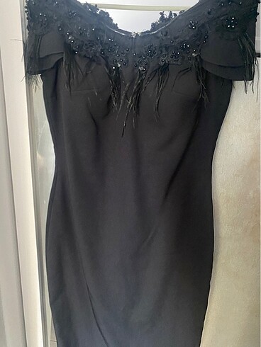 Odrella abiye elbise siyah krep kumaş L -42 beden - Görsel 9