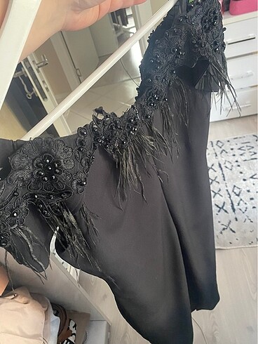 Odrella abiye elbise siyah krep kumaş L -42 beden - Görsel 10