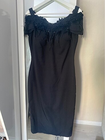 Odrella abiye elbise siyah krep kumaş L -42 beden - Görsel 12