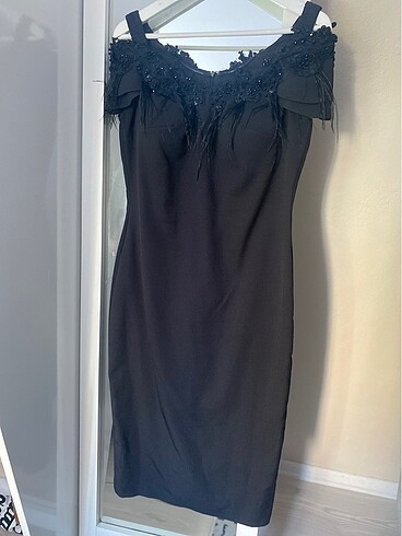 Odrella abiye elbise siyah krep kumaş L -42 beden - Görsel 13