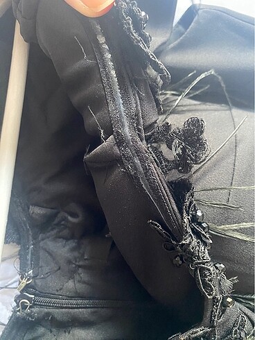 Odrella abiye elbise siyah krep kumaş L -42 beden - Görsel 11