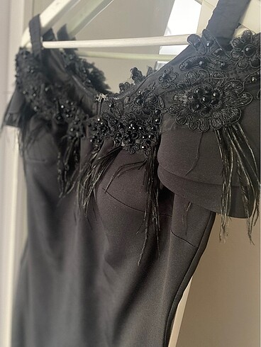 Odrella abiye elbise siyah krep kumaş L -42 beden - Görsel 14