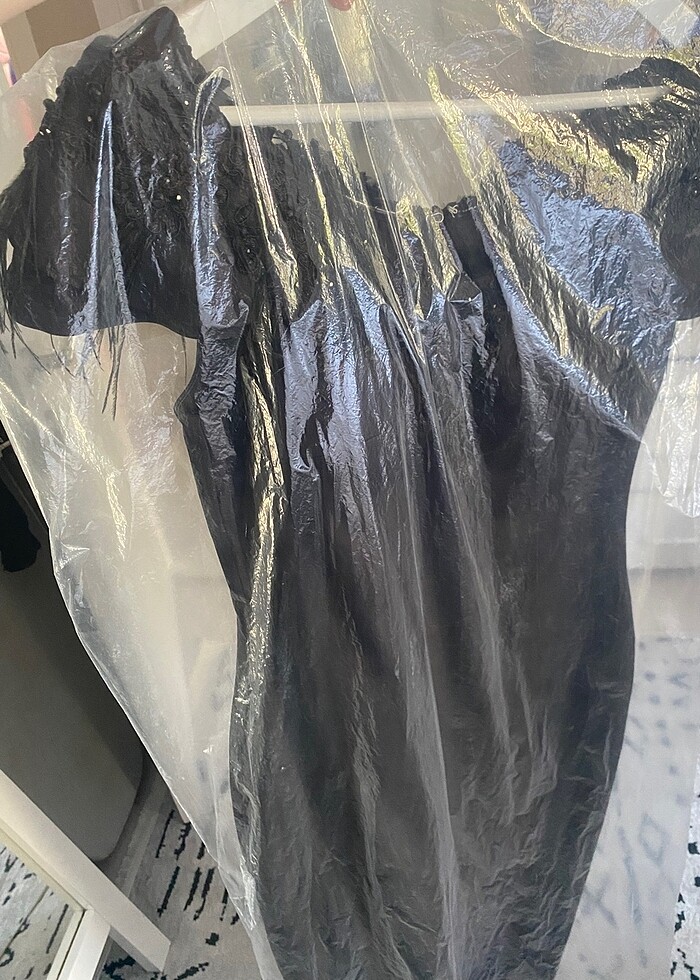 Odrella abiye elbise siyah krep kumaş L -42 beden - Görsel 4
