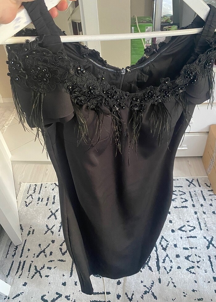 Odrella abiye elbise siyah krep kumaş L -42 beden - Görsel 5