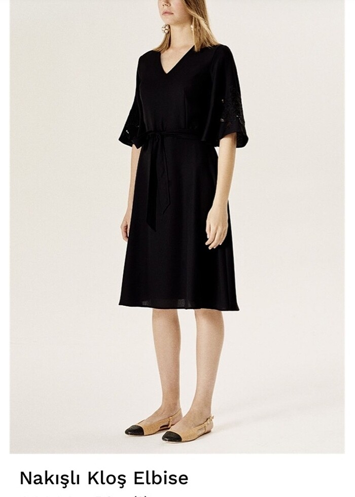 Naramaxx siyah krep elbise midi boy - Görsel 3