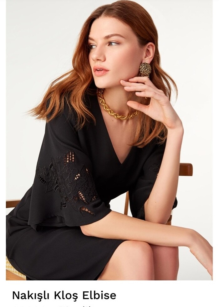 Naramaxx siyah krep elbise midi boy - Görsel 2