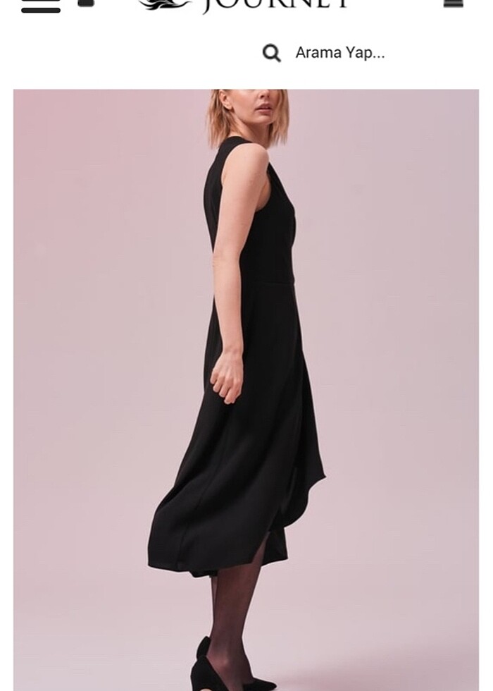 Journey Siyah Krep Elbise - Görsel 4
