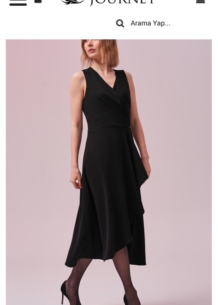 Journey Siyah Krep Elbise - Görsel 5