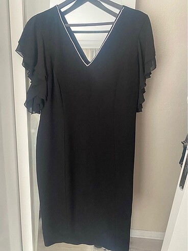 Selen krep kolları şifon midi boy elbise - Görsel 9