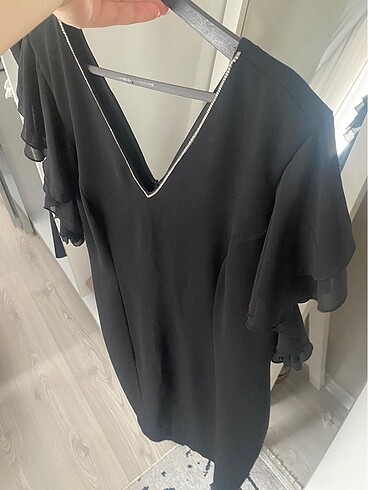 Selen krep kolları şifon midi boy elbise - Görsel 11