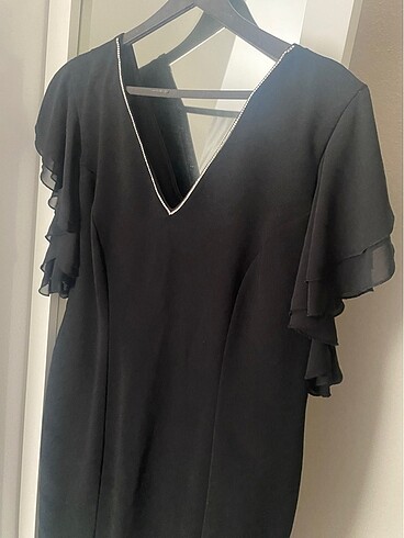 Selen krep kolları şifon midi boy elbise - Görsel 13