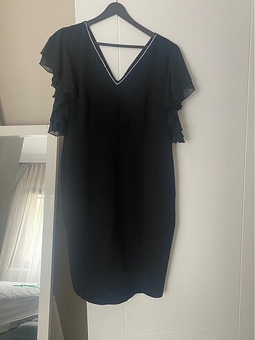 Selen krep kolları şifon midi boy elbise - Görsel 15