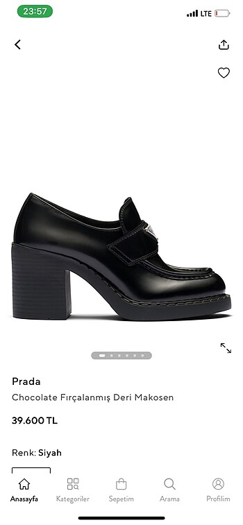 Prada Siyah Deri Makosen Topuklu Ayakkabı 38 numara #prada - Görsel 6