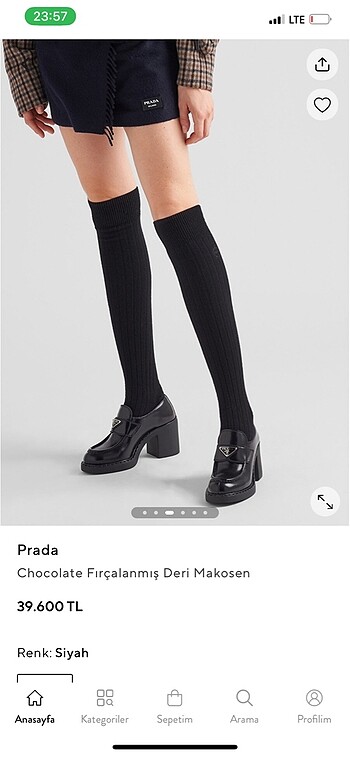 Prada Siyah Deri Makosen Topuklu Ayakkabı 38 numara #prada - Görsel 3