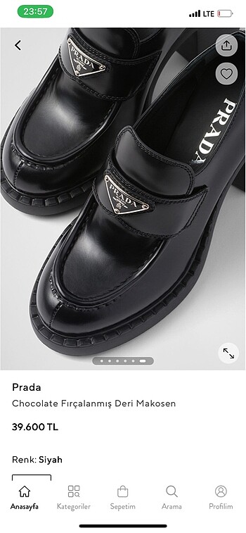 Prada Siyah Deri Makosen Topuklu Ayakkabı 38 numara #prada - Görsel 5