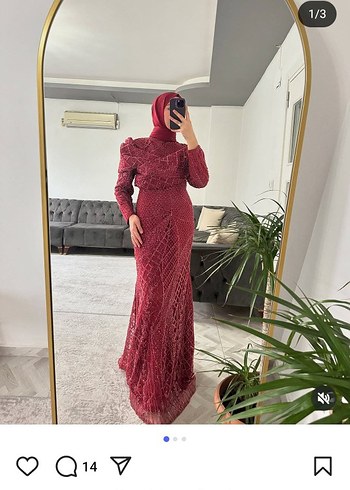 Bordo Uzun Kollu Drapeli Abiye Elbise