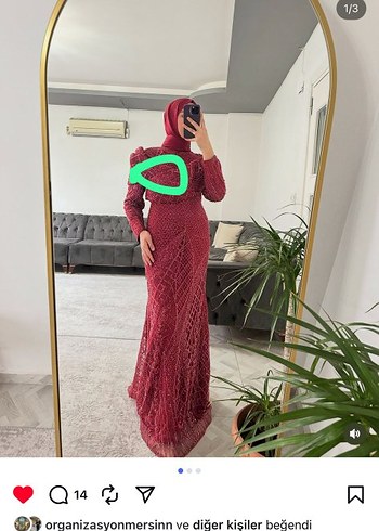 Bordo Uzun Kollu Drapeli Abiye Elbise