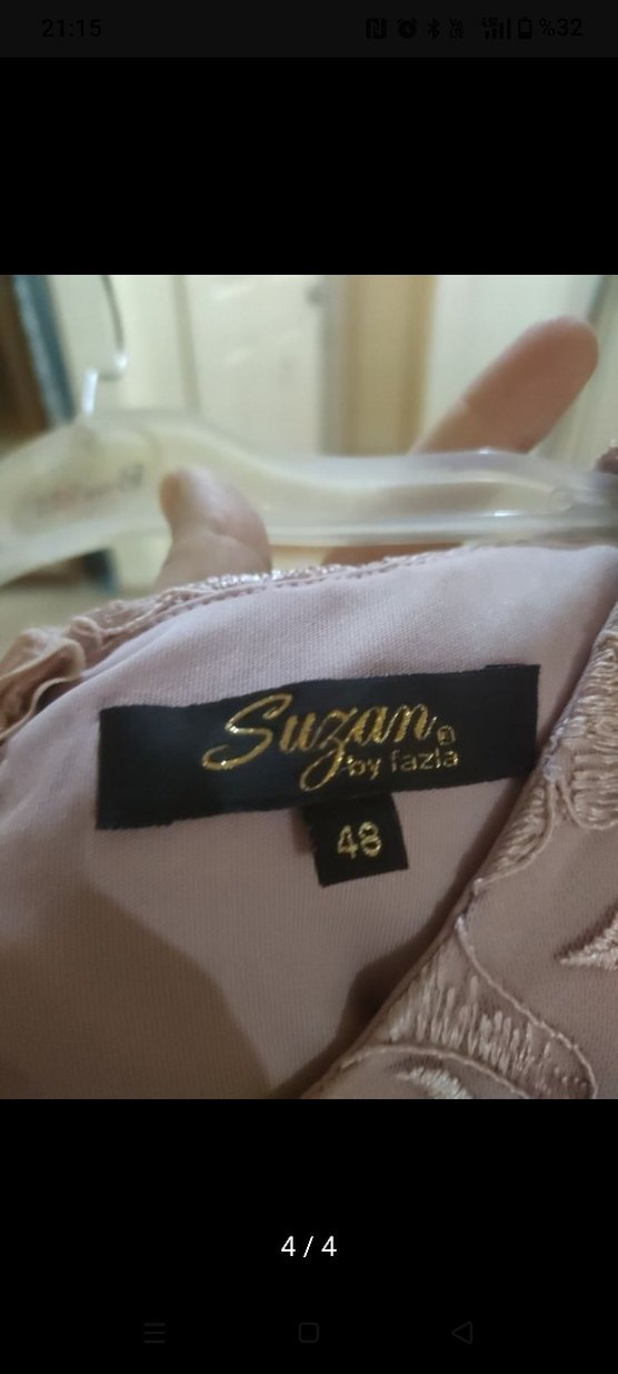 Bej Drapeli Uzun Kollu Uzun Abiye Elbise - Görsel 4