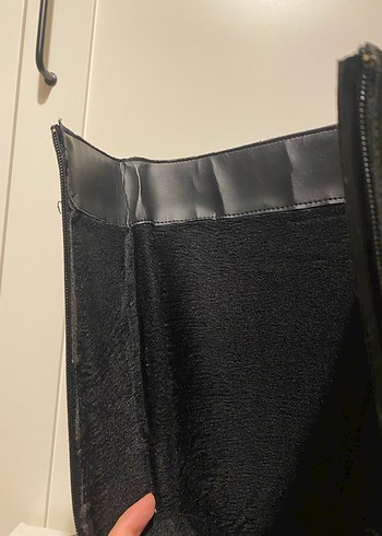 Siyah Deri Dizüstü Çizme Tokalı Topuklu - Görsel 6