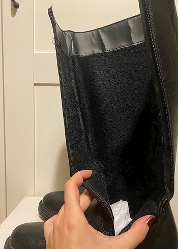 Siyah Deri Dizüstü Çizme Tokalı Topuklu - Görsel 7