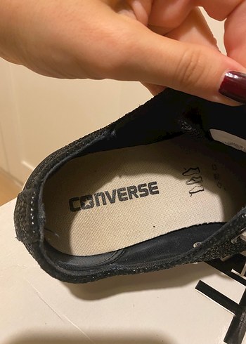 Siyah Deri Converse - Görsel 7