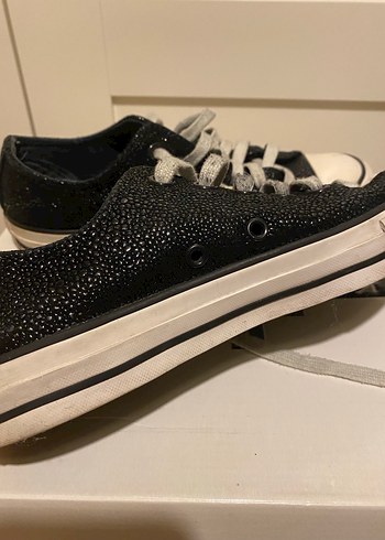 Siyah Deri Converse - Görsel 10
