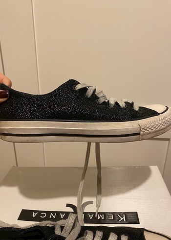 Siyah Deri Converse - Görsel 12