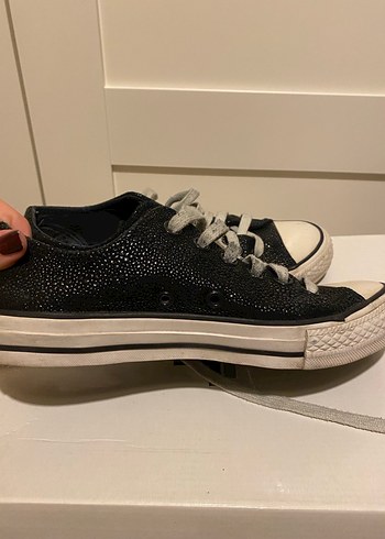Siyah Deri Converse - Görsel 9
