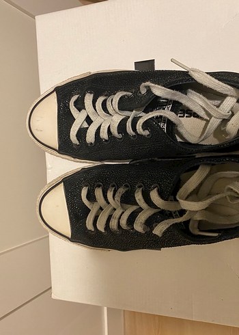 Siyah Deri Converse - Görsel 11